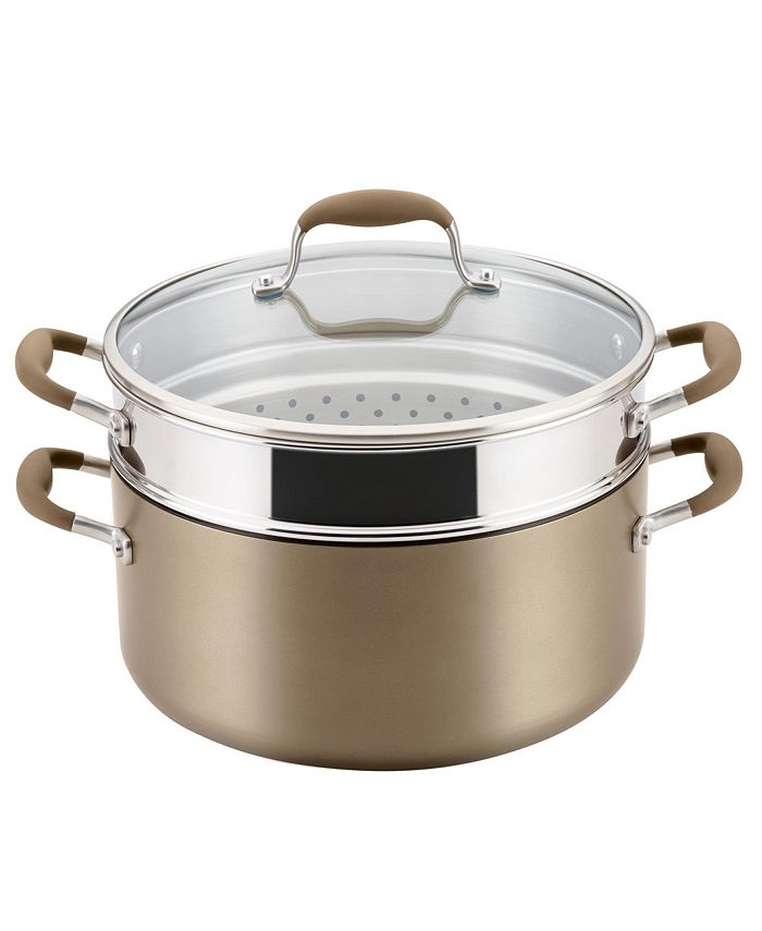 Anolon Advanced Home Hard-Anodized Nonstick 8.5 qt. Wide Stockpot with Multi-function Insert - Bronze