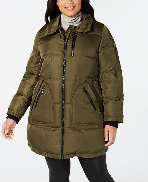 Vince Camuto Plus Size Faux Fur Trim Puffer Coat Reviews Coats Plus Sizes Macy S