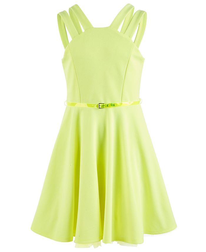 Beautees Big Girls Belted Double-Strap Skater Dress - Macy's