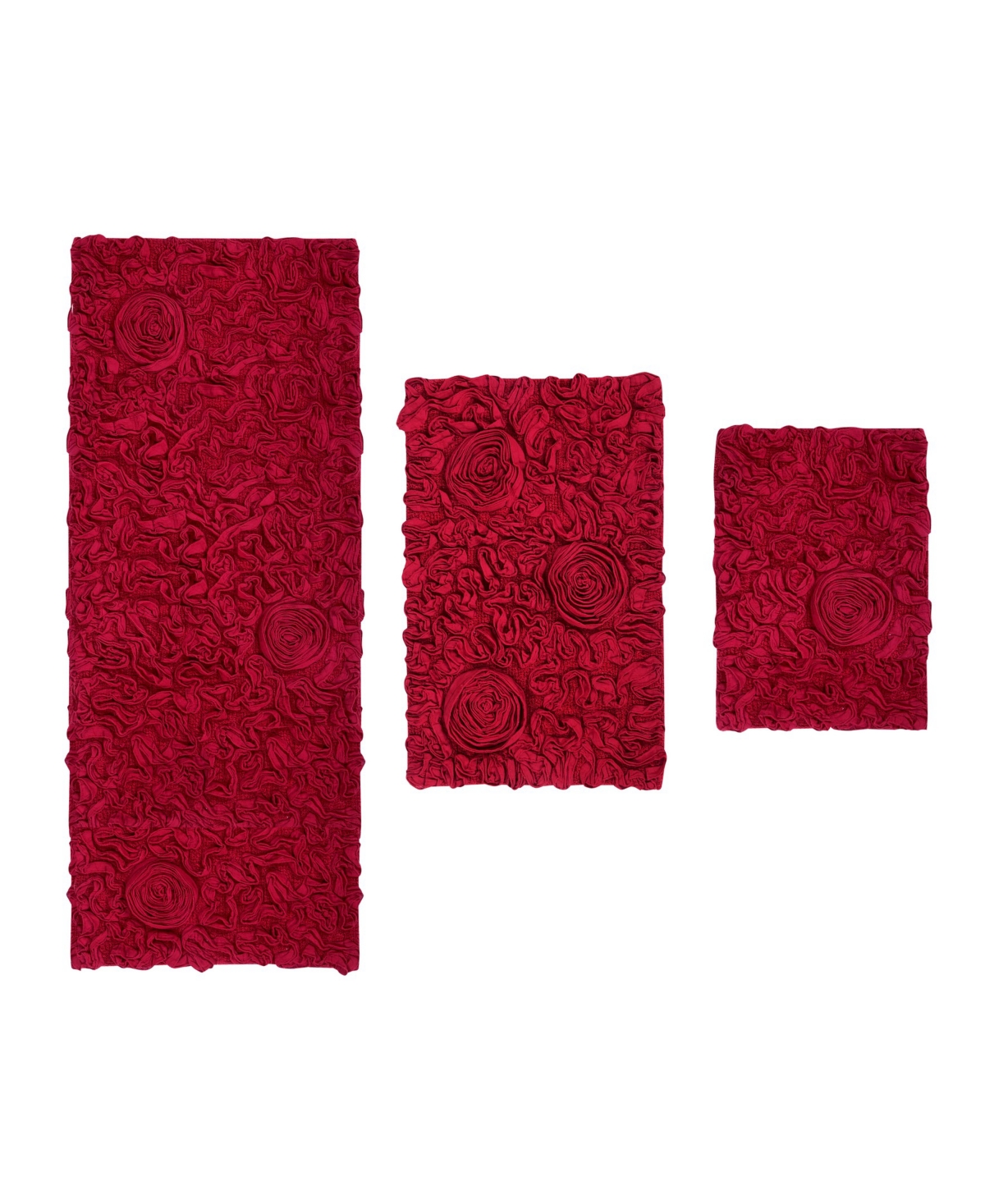 Home Weavers Bell Flower 3-pc. Bath Rug Set In Red