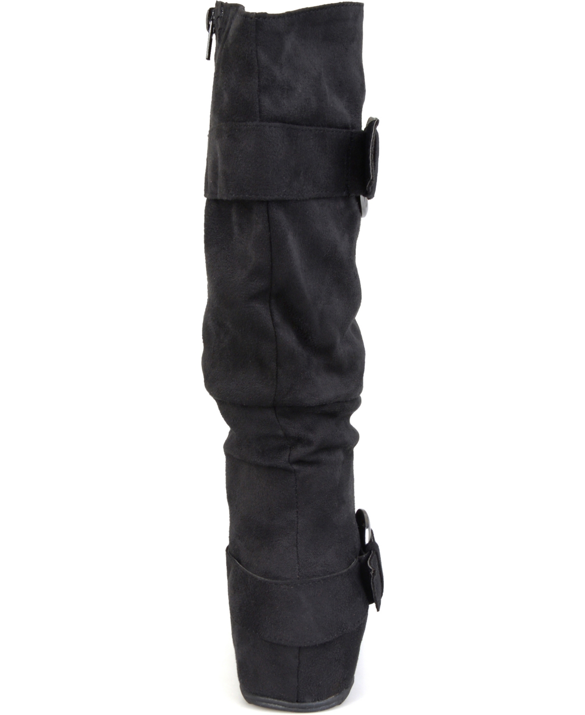 Journee Collection Women's Jester Wide Calf Rouched Buckle Mid Shaft Boots