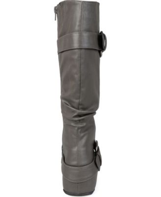 Journee Collection Women's Paris Wide Calf Rouched Buckle Mid Shaft Boots