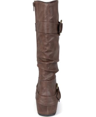 Journee Collection Women's Paris Wide Calf Rouched Buckle Mid Shaft Boots