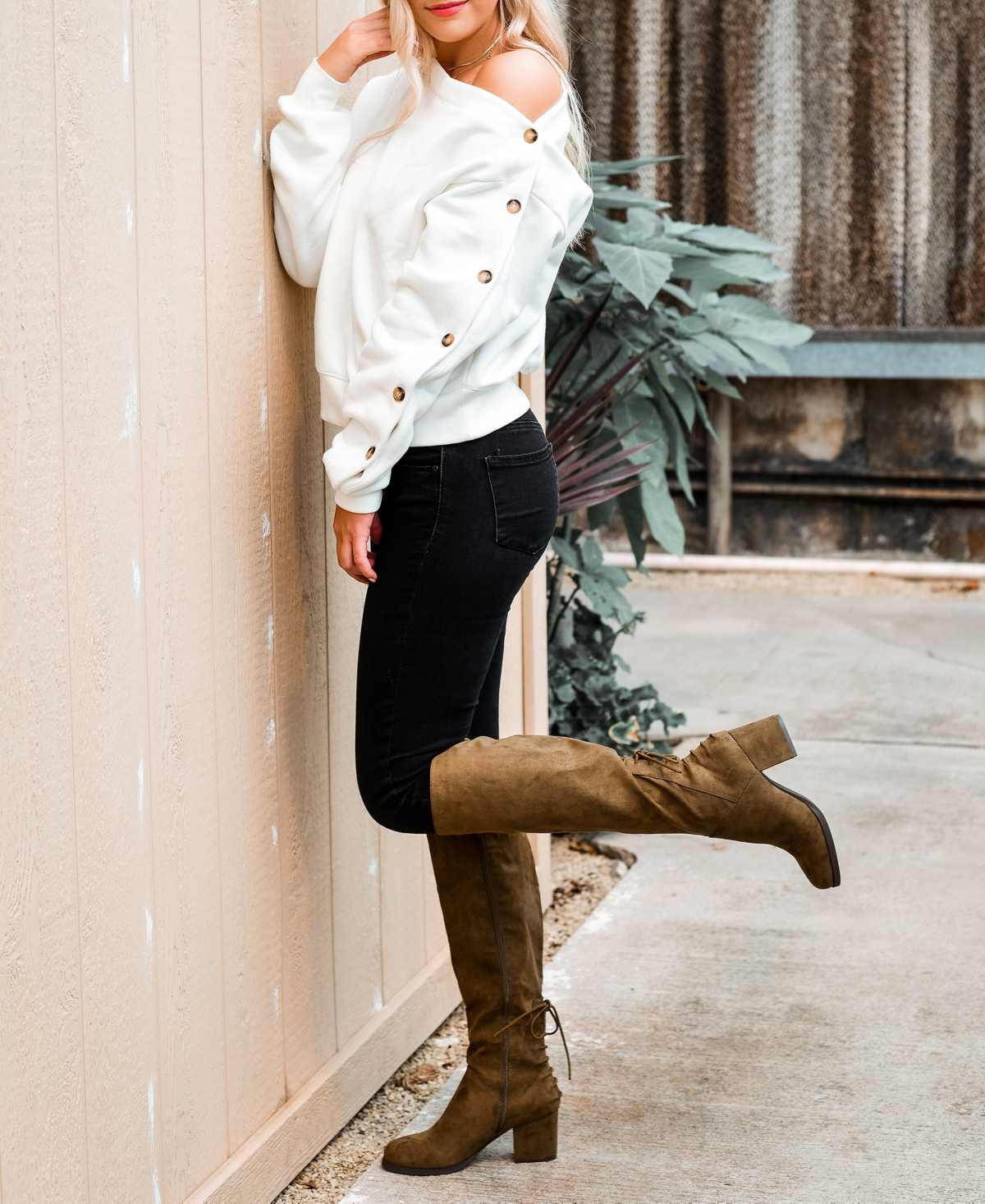 Journee Collection Women's Leeda Lace Up Detail Knee High Boots