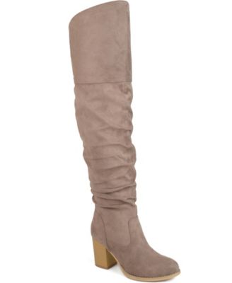 Journee Collection Women s Kaison Stacked Heel Over The Knee Boots Macy s