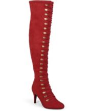 Flat red thigh high boots online