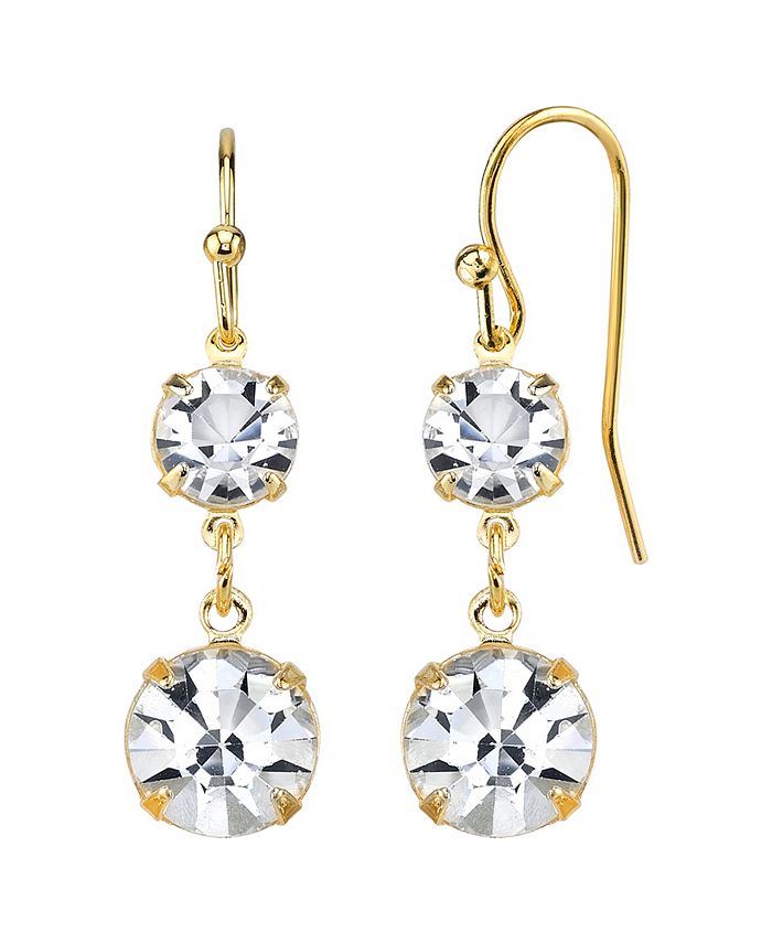 2028 14K Gold-Dipped Genuine Crystal Drop Earrings - Macy's