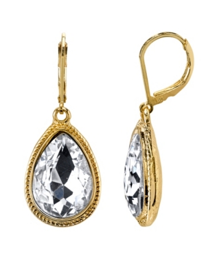 image of 2028 Gold-Tone Crystal Faceted Teardrop Earrings