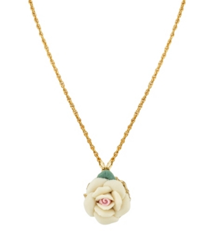 image of 2028 Gold Tone Porcelain pendant Necklace 16