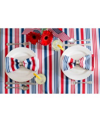 Patriotic Stripe Outdoor Tablecloth with Zipper 52" Round