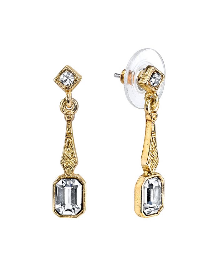 Downton Abbey Gold Tone And Crystal Drop Earrings Macys 