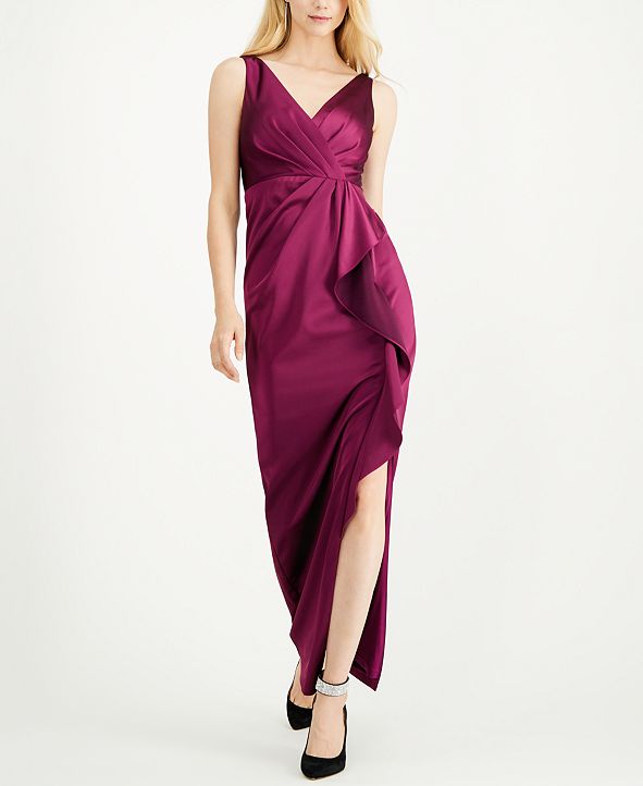 adrianna papell cascading ruffle gown