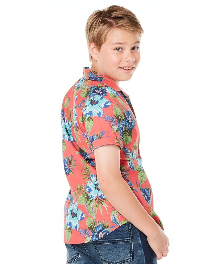 Epic Threads Big Boys Floral-Print Poplin Camp Shirt, Created for Macy ...