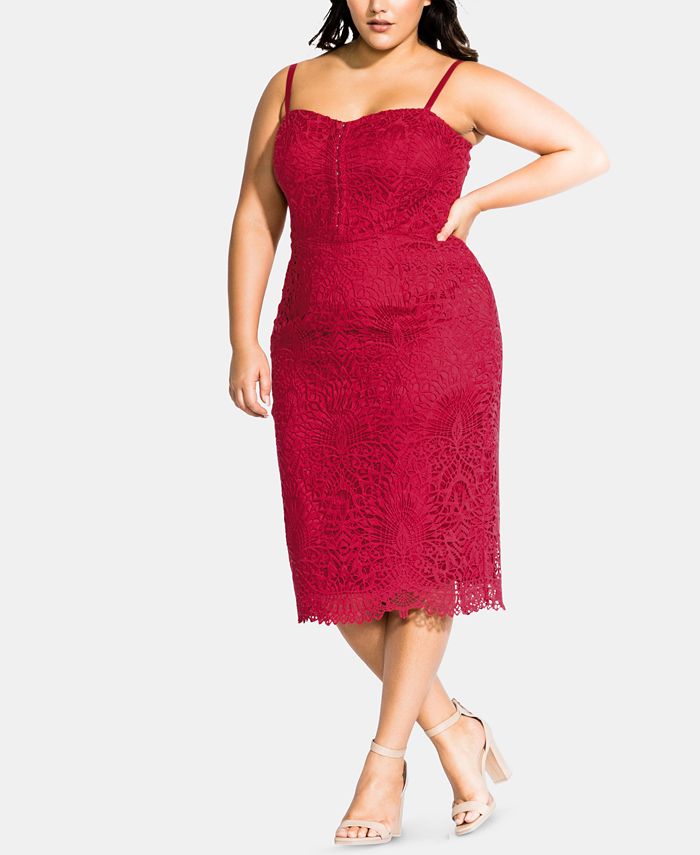 City chic red deals lace dress