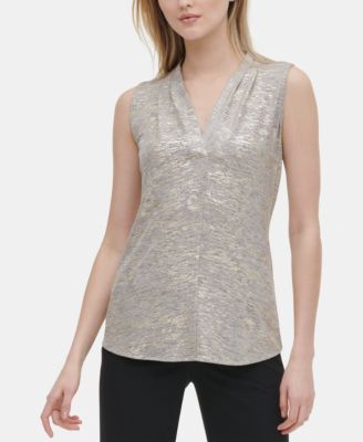Calvin Klein - Metallic V-Neck Top