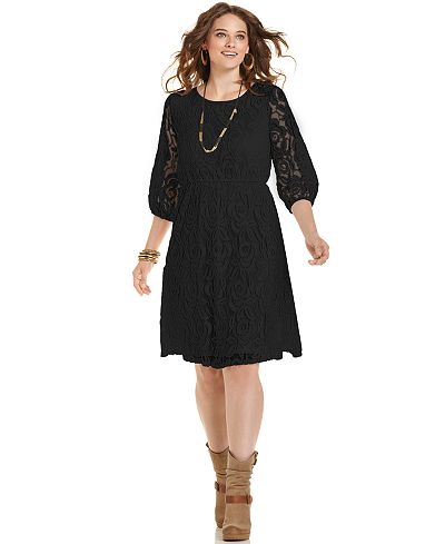 ING Trendy Plus Size Lace A-Line Dress