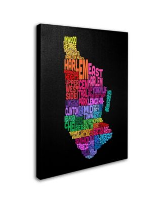 Michael Tompsett 'Manhattan Text Map 2' Canvas Art - 14" x 19"