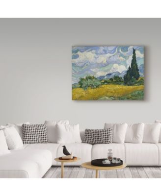 Vincent Van Gogh 'Wheat Field With Cypresses' Canvas Art - 24" x 18"