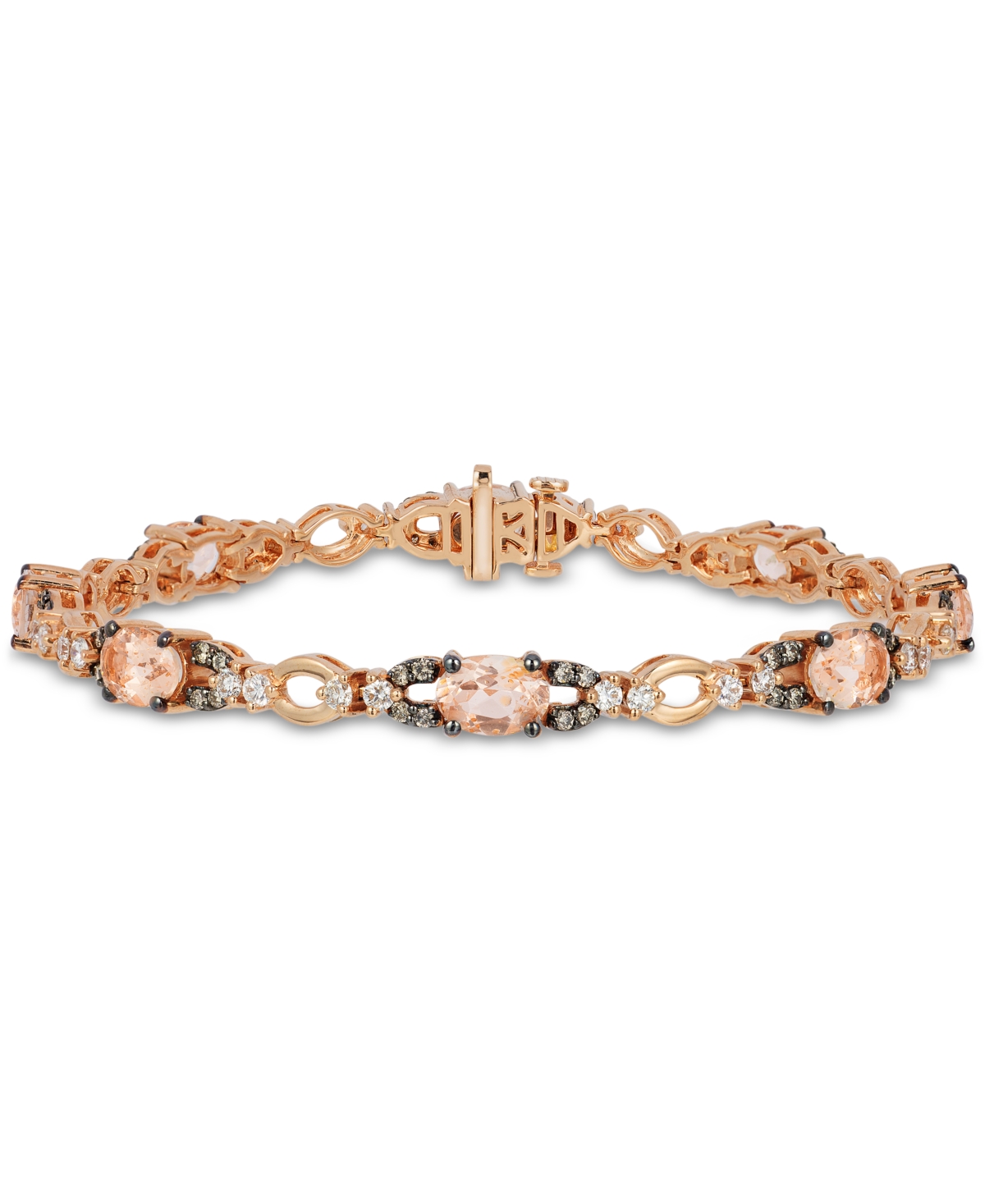 Peach Morganite (4-1/3 ct. t.w.) & Diamond (1-5/8 ct. t.w.) Link Bracelet in 14k Rose Gold - Morganite