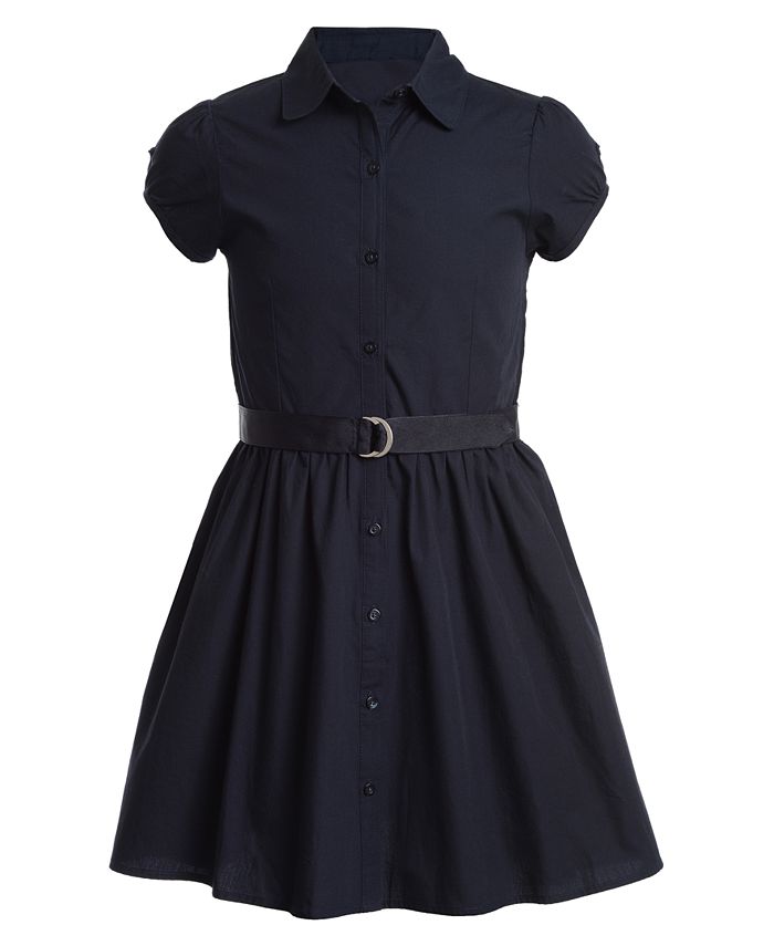 Nautica Little Girls Uniform Belted Poplin Shirt Dress - Macy's