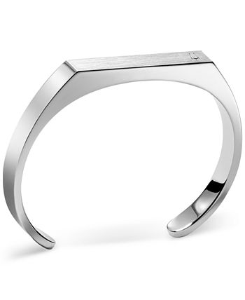 Bulova - Men's Logo Open Cuff Bracelet in Stainless Steel