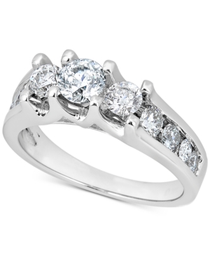 image of Diamond Three-Stone Channel-Set Engagement Ring (1-1/2 ct. t.w.) in 14k White Gold