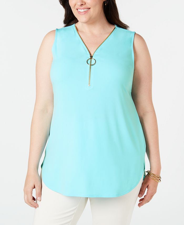 JM Collection Plus Size Zip-Up Tank, Created for Macy's - Macy's