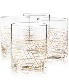 Gold Decal Double Old-Fashioned Glasses, Set of 4, Created for Macy's