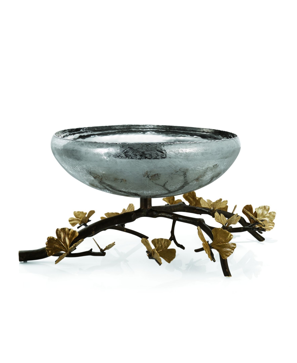 Butterfly Ginkgo Large Footed Centerpiece Bowl - Silver