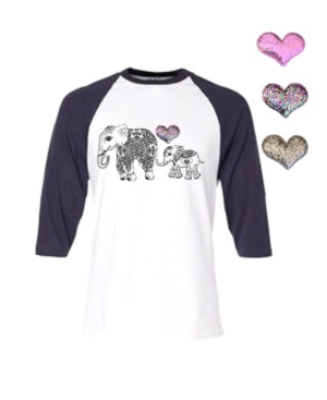 image of Mi Amore Gigi Little and Big Girls Interchangeable Heart 3D Graphic Elephant Top