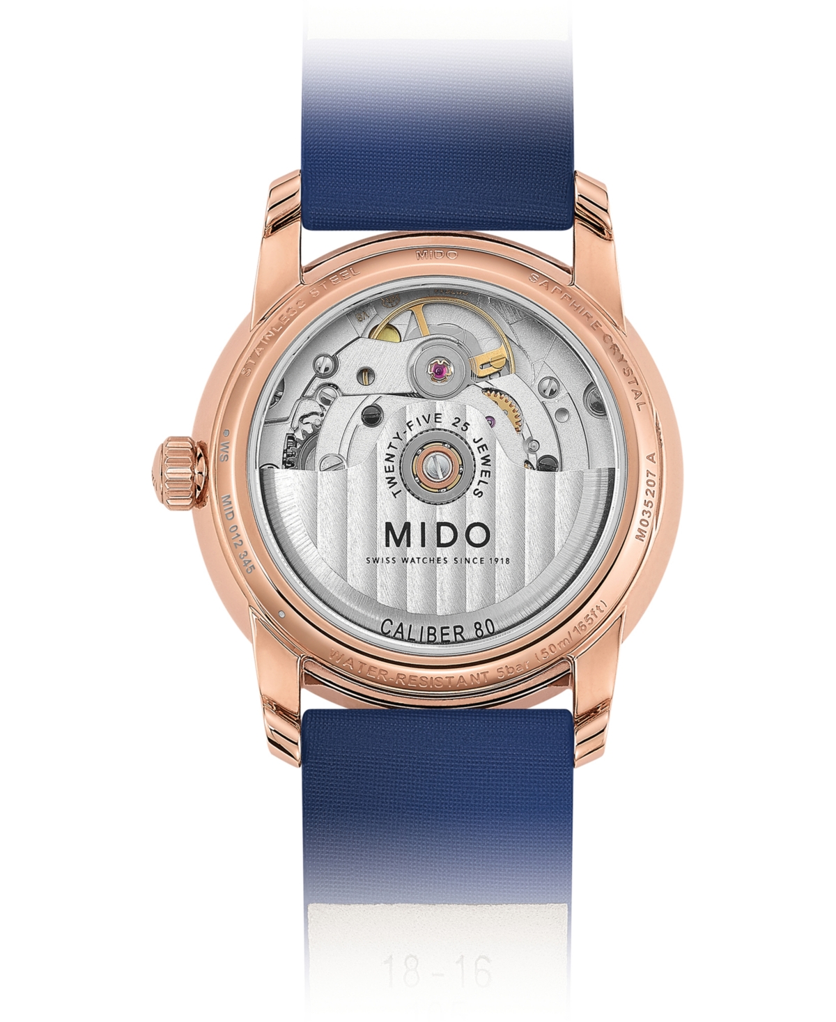Shop Mido Women's Swiss Automatic Baroncelli Blue Fabric Strap Watch 33mm
