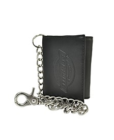 Security Leather Trifold Men's Wallet with Chains