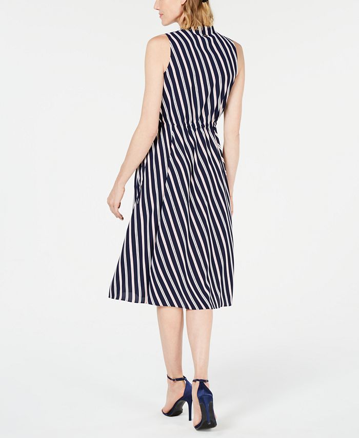 Anne Klein Bias-Stripe A-Line Dress - Macy's