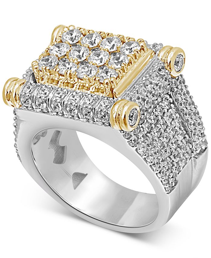Macy's - Men's Diamond Two-Tone Statement Ring (4-3/4 ct. t.w.) in 10k Gold & White Gold