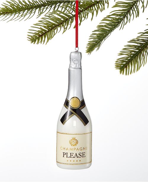 Holiday Lane Spirits Silver Champagne Bottle Ornament Created For