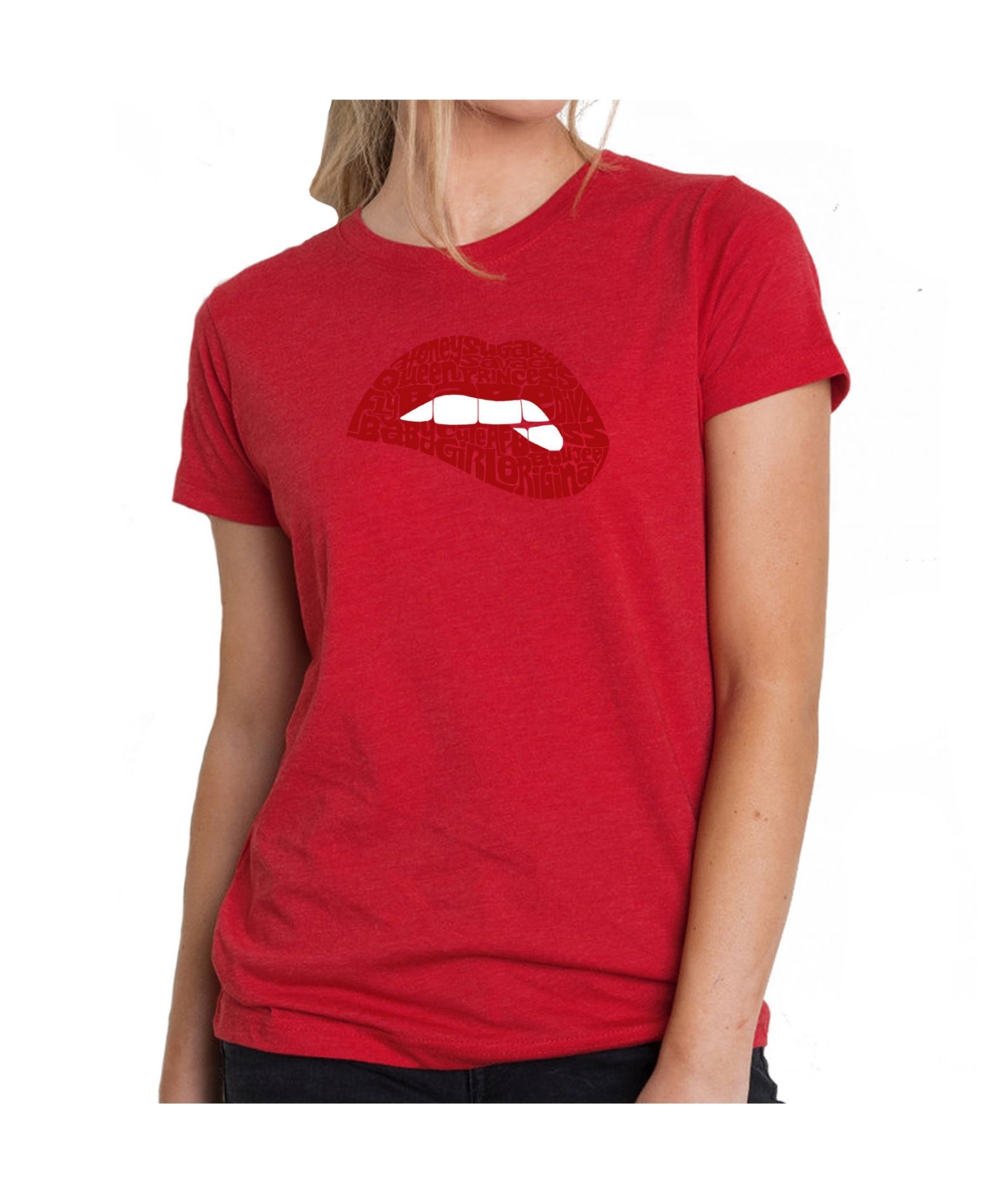 Women's Premium Word Art T-Shirt - Savage Lips