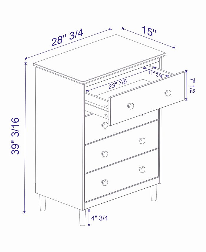 Walker Edison 4 Drawer Solid Wood Dresser Macy's