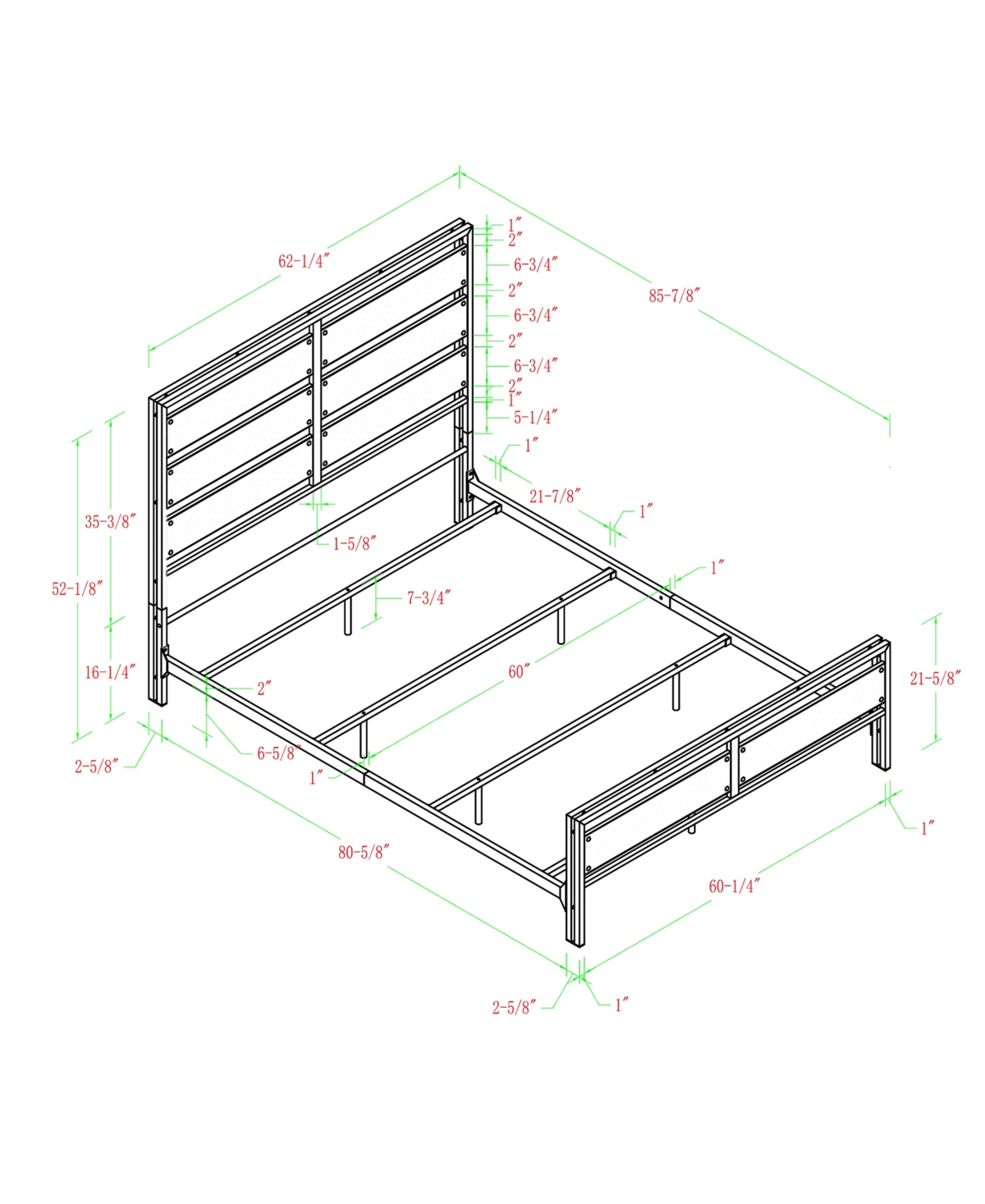 Walker Edison Size Metal and Wood Plank Bed
