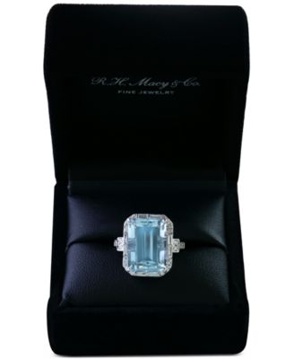 EFFY&reg; Aquamarine (6-7/8 ct. t.w.) & Diamond (1/2 ct. t.w.) Ring in 14k White Gold