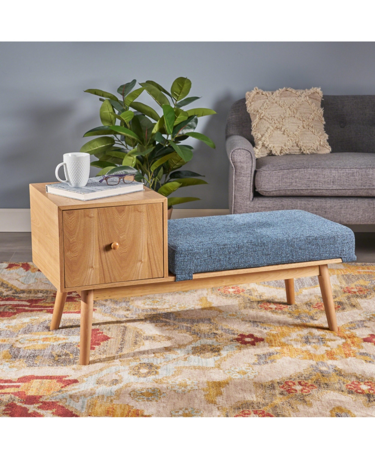 Noble House Ilya Storage Bench In Blue