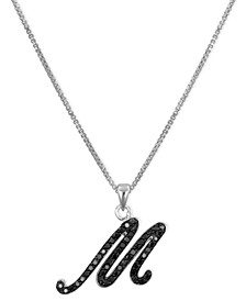 Sterling Silver Necklace, Black Diamond "M" Initial Pendant (1/4 ct. t.w.)