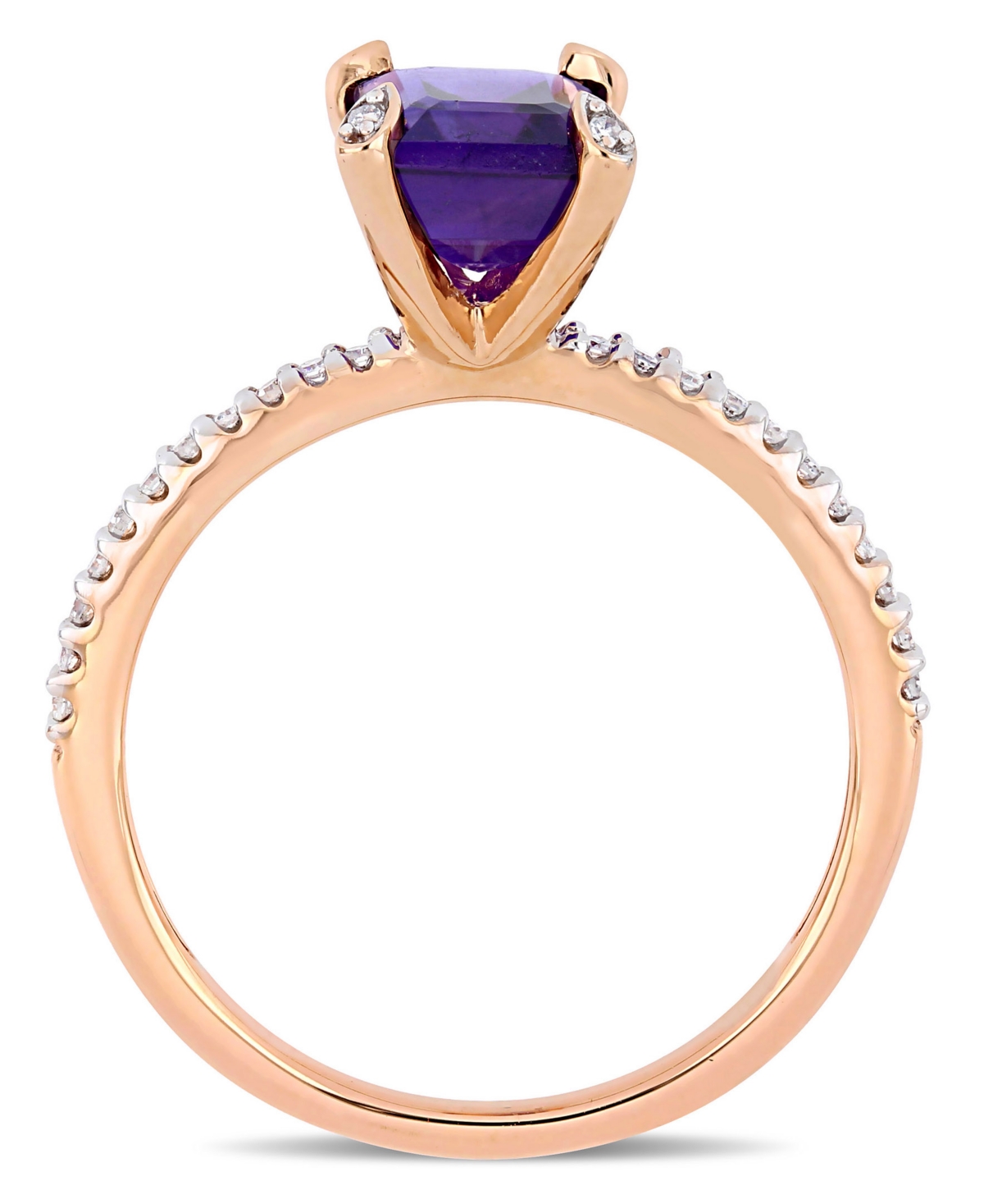 Macy's Amethyst (1-1/2 Ct.t.w.) And Diamond (1/10 Ct.t.w.) Ring In 10k Rose Gold In Amethyst