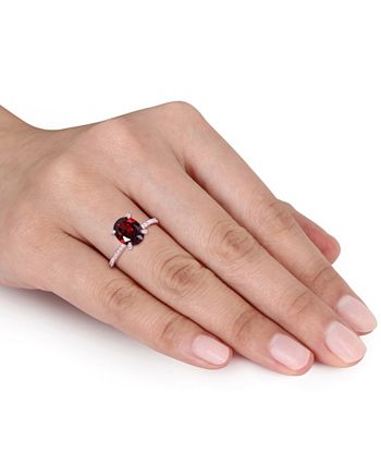 Macy's - Garnet (3 ct.t.w.) and Diamond (1/10 ct.t.w.) Ring in 10k Rose Gold