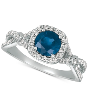 image of Sapphire (1 ct. t.w.) & Diamond (5/8 ct. t.w.) Ring in 14k White Gold
