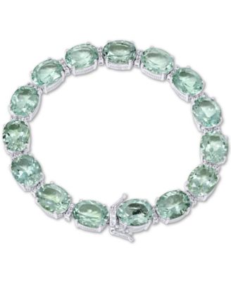 Green Quartz (32 ct. t.w.) & White Topaz (1/2 ct. t.w.) Bracelet in Sterling Silver