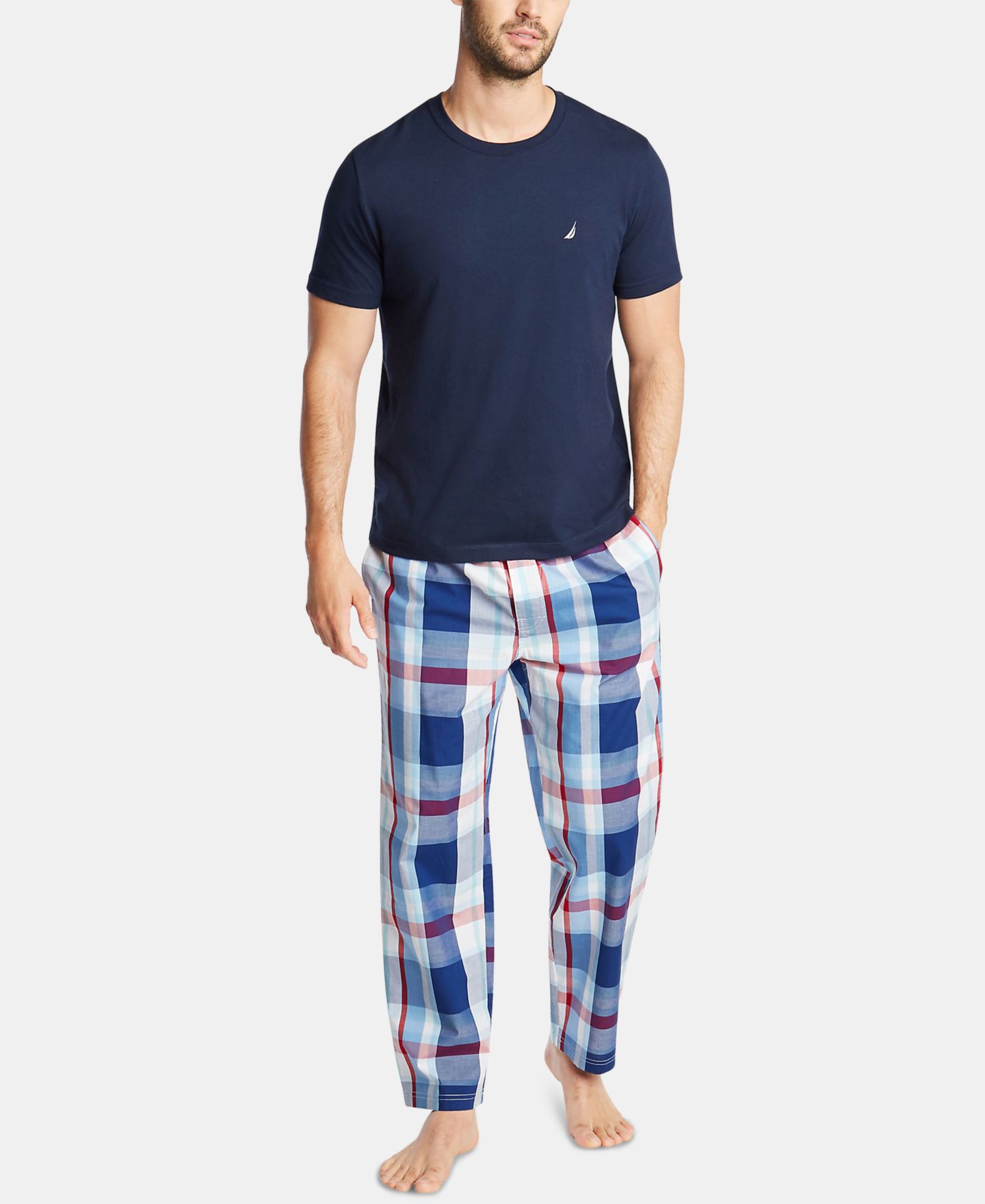 Пижамные брюки для мужчин, хлопок — Nautica, цвет: Синий — фото 4