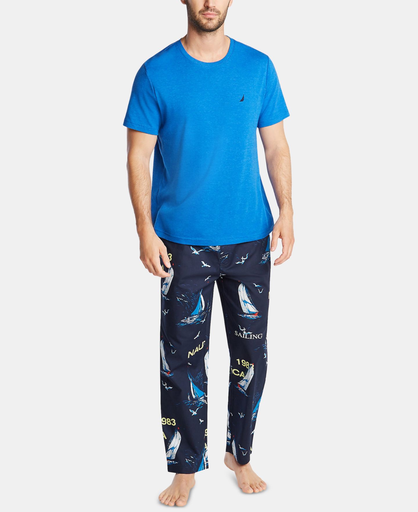 Пижамные брюки Sailboat-Print для мужчин, хлопок — Nautica, цвет: Тёмно-синий — фото 4