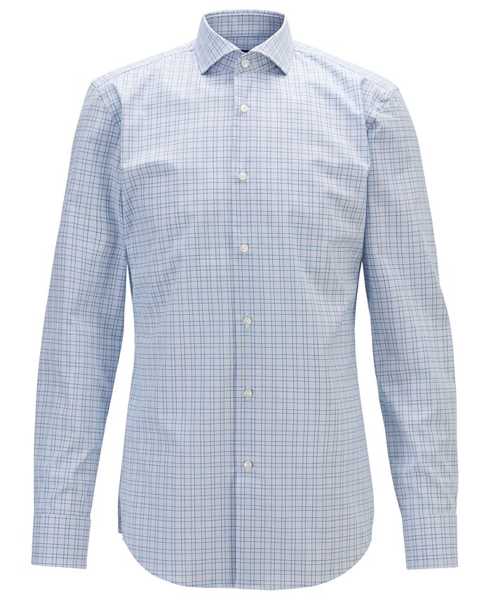 Hugo Boss BOSS Men's Jason Slim-Fit Checked Cotton Shirt - Macy's