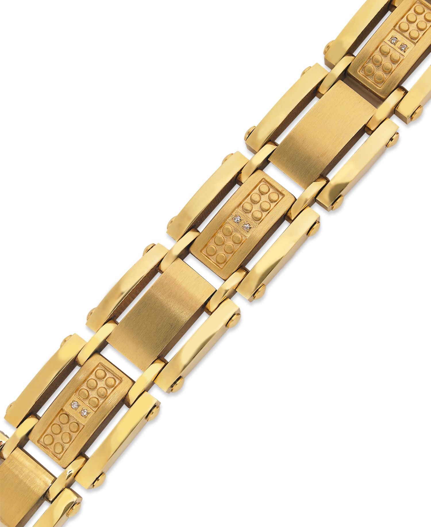Men's Single-Cut Diamond Bracelet in Stainless Steel and Yellow Ion-Plated (1/10 ct. t.w.)