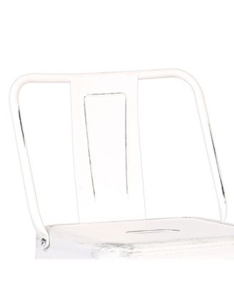 Industrial Metal Barstools with Bucket Back and 4 Legs, Set of 2